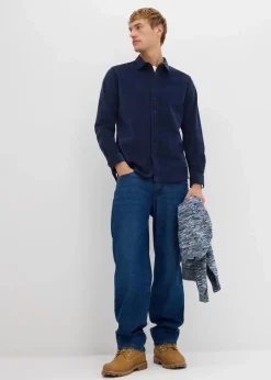 bonprix Große Größen|Hemden|weiches Stretch-Cordhemd aus Bio-Baumwolle dunkelblau