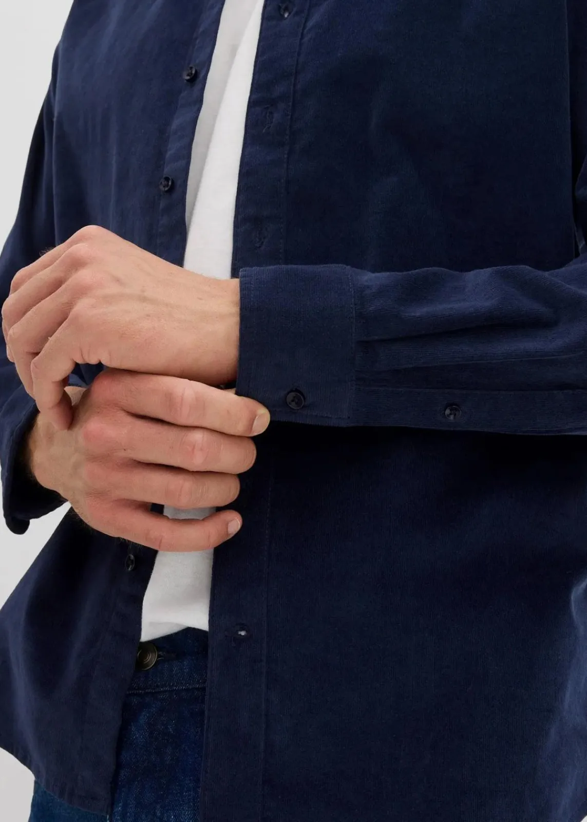 bonprix Große Größen|Hemden|weiches Stretch-Cordhemd aus Bio-Baumwolle dunkelblau