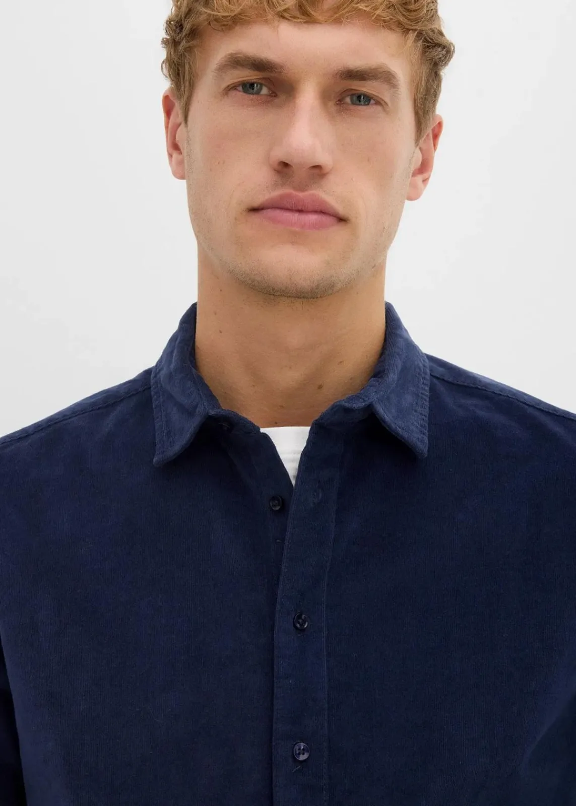 bonprix Große Größen|Hemden|weiches Stretch-Cordhemd aus Bio-Baumwolle dunkelblau