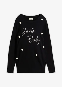 bonprix Bekleidung·Blazer|Umstandsmode|weihnachtlicher Umstandspullover aus Bio-Baumwolle schwarz/wollweiß