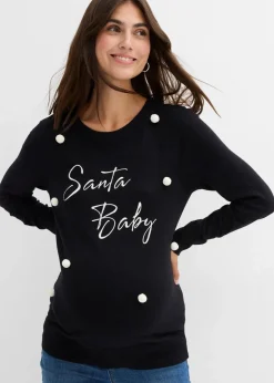 bonprix Bekleidung·Blazer|Umstandsmode|weihnachtlicher Umstandspullover aus Bio-Baumwolle schwarz/wollweiß