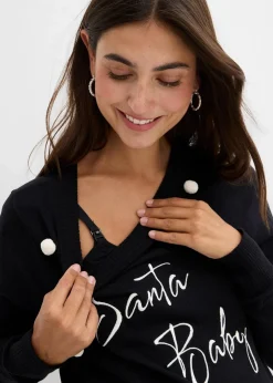 bonprix Bekleidung·Blazer|Umstandsmode|weihnachtlicher Umstandspullover aus Bio-Baumwolle schwarz/wollweiß