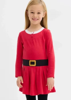 bonprix Mädchen 2-8 Jahre·Nachhaltigere Materialien|Mädchen 9-16 Jahre·Nachhaltigere Materialien|Weihnachtliches Jerseykleid aus reiner Baumwolle rot