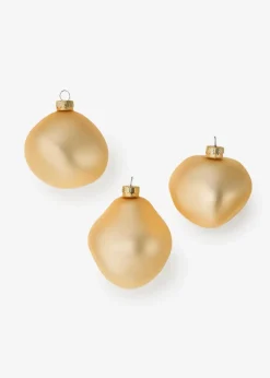 bonprix Wohnaccessoires|Weihnachtsdeko & -Textilien·Weihnachtskugeln|Weihnachtskugeln in organischen Formen (3er Pack) champagner matt