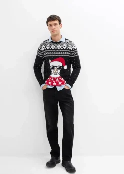 Weihnachtspullover aus weichem Baumwollmix|bonprix Discount