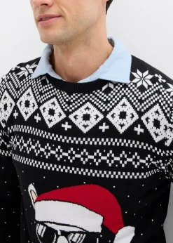 Weihnachtspullover aus weichem Baumwollmix|bonprix Discount