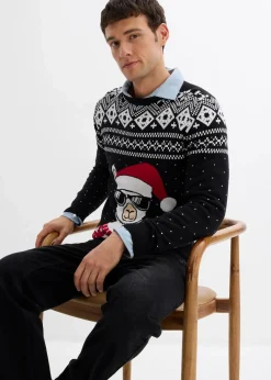 Weihnachtspullover aus weichem Baumwollmix|bonprix Discount
