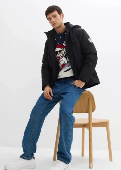 bonprix Große Größen|Pullover & Strickjacken|Weihnachtspullover mit Baumwolle dunkelblau/wollweiß