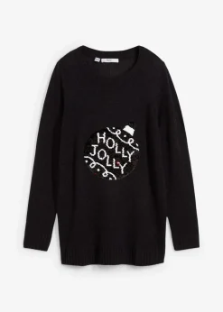 Weihnachtspullover mit Wendepailletten|bonprix Clearance