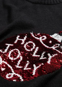 Weihnachtspullover mit Wendepailletten|bonprix Clearance