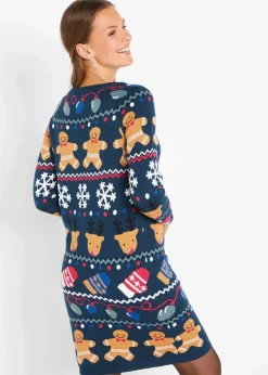 bonprix Bekleidung·Umstandsmode|Kleider|Weihnachts-Strickkleid dunkelblau
