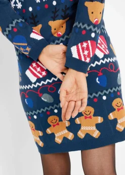 bonprix Bekleidung·Umstandsmode|Kleider|Weihnachts-Strickkleid dunkelblau
