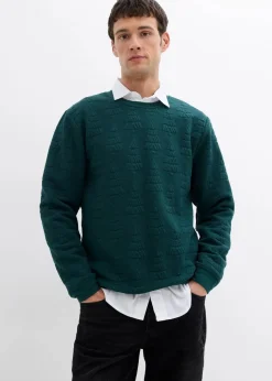 bonprix Große Größen|Sweat|Weihnachtssweatshirt mit Tannenbaummotiv tiefgrün