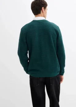 bonprix Große Größen|Sweat|Weihnachtssweatshirt mit Tannenbaummotiv tiefgrün