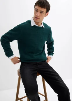 bonprix Große Größen|Sweat|Weihnachtssweatshirt mit Tannenbaummotiv tiefgrün