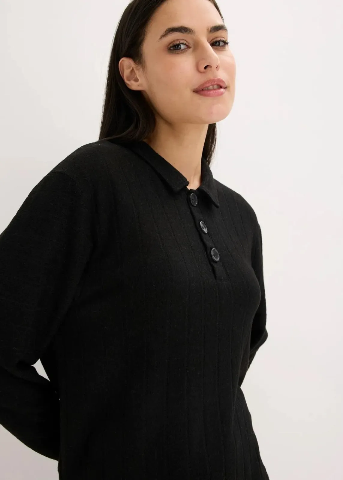 bonprix Wäsche·Homewear|Wäsche·Nachtwäsche|Weit geschnittener Loungewear Hausanzug aus weicher Rippe schwarz