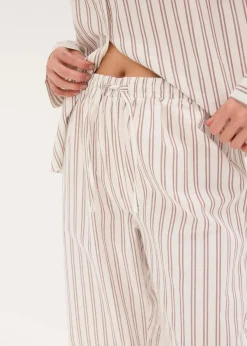 bonprix Wäsche·Homewear|Wäsche·Nachtwäsche|Weit geschnittener Loungewear Hausanzug aus gewebter Baumwolle natur/mattbraun gestreift