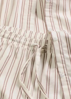 bonprix Wäsche·Homewear|Wäsche·Nachtwäsche|Weit geschnittener Loungewear Hausanzug aus gewebter Baumwolle natur/mattbraun gestreift