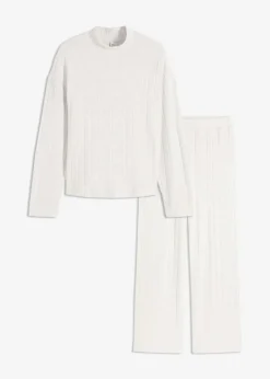 bonprix Wäsche·Homewear|Wäsche·Nachtwäsche|Weit geschnittener Loungewear Hausanzug aus weicher Rippe naturmeliert