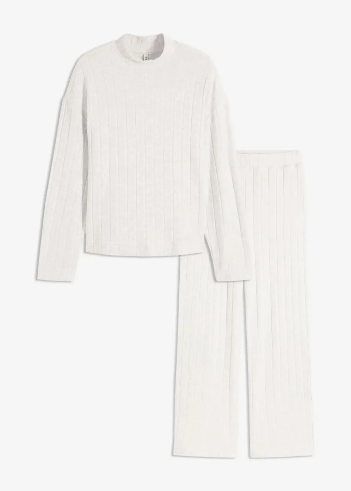 bonprix Wäsche·Homewear|Wäsche·Nachtwäsche|Weit geschnittener Loungewear Hausanzug aus weicher Rippe naturmeliert