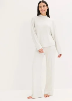 bonprix Wäsche·Homewear|Wäsche·Nachtwäsche|Weit geschnittener Loungewear Hausanzug aus weicher Rippe naturmeliert