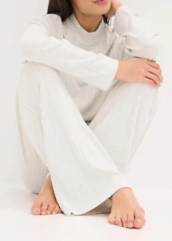 bonprix Wäsche·Homewear|Wäsche·Nachtwäsche|Weit geschnittener Loungewear Hausanzug aus weicher Rippe naturmeliert