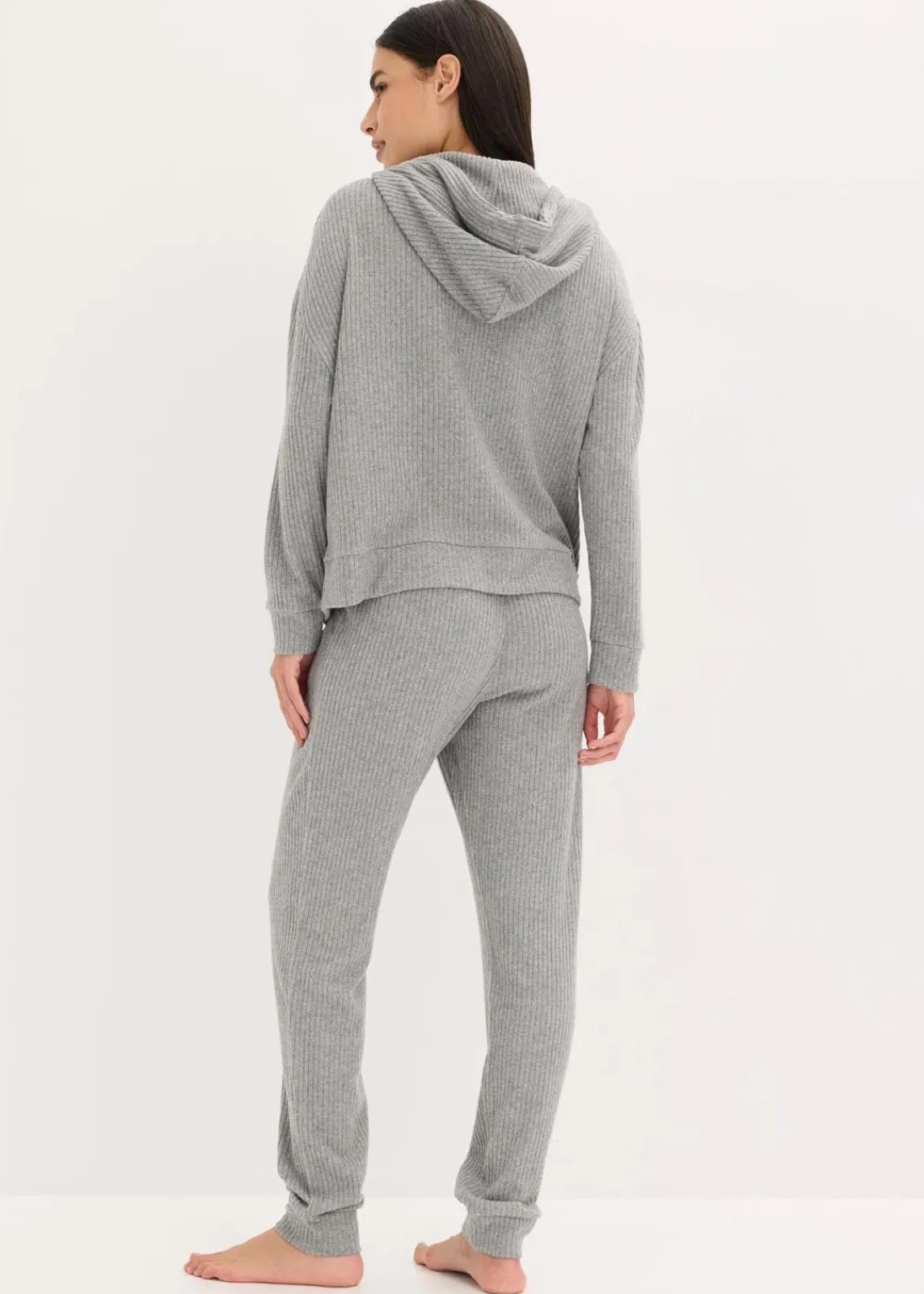 bonprix Wäsche·Homewear|Wäsche·Nachtwäsche|Weit geschnittener Loungewear Hausanzug aus weicher Rippe grau meliert