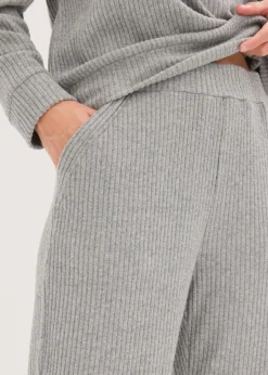 bonprix Wäsche·Homewear|Wäsche·Nachtwäsche|Weit geschnittener Loungewear Hausanzug aus weicher Rippe grau meliert