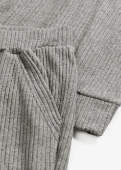 bonprix Wäsche·Homewear|Wäsche·Nachtwäsche|Weit geschnittener Loungewear Hausanzug aus weicher Rippe grau meliert