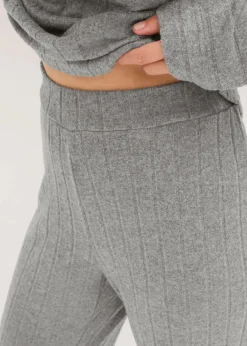 bonprix Nachtwäsche|Homewear|Weit geschnittener Loungewear Hausanzug aus weicher Rippe grau meliert