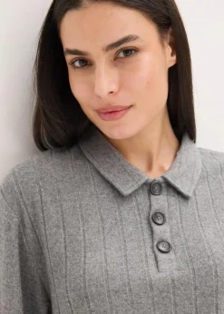 bonprix Nachtwäsche|Homewear|Weit geschnittener Loungewear Hausanzug aus weicher Rippe grau meliert