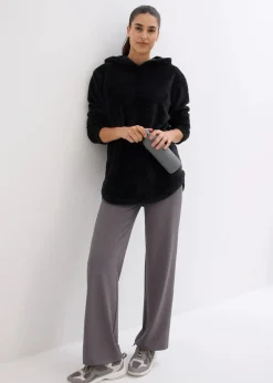 bonprix Homewear|Sportwäsche|Weit geschnittener Loungewear Kuschel-Fleece Longpullover schwarz