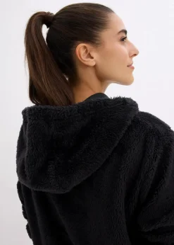 bonprix Homewear|Sportwäsche|Weit geschnittener Loungewear Kuschel-Fleece Longpullover schwarz