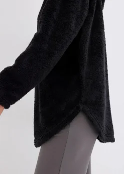 bonprix Homewear|Sportwäsche|Weit geschnittener Loungewear Kuschel-Fleece Longpullover schwarz
