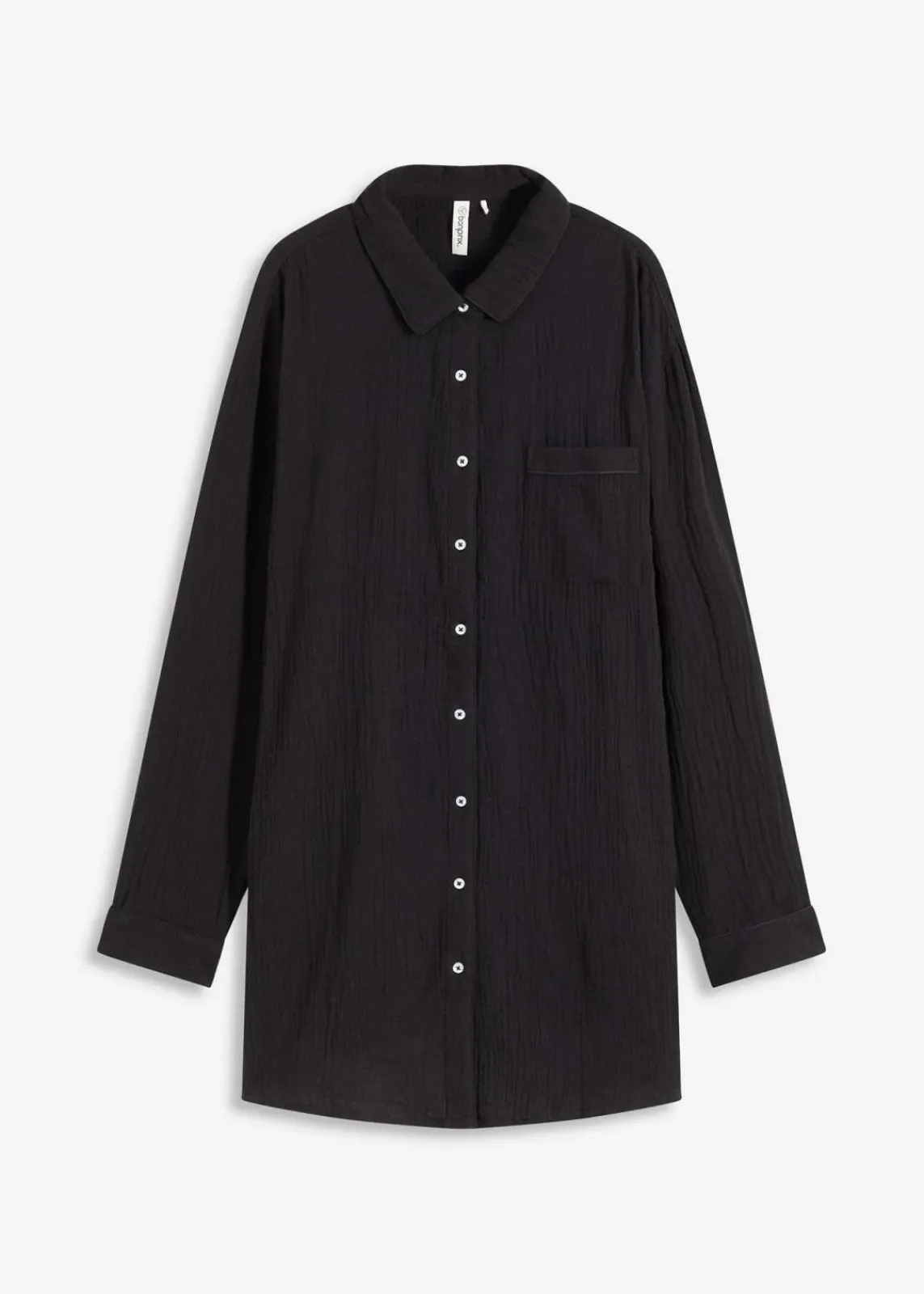 bonprix Wäsche·Homewear|Bekleidung·Strickmode|Weit geschnittenes Loungewear Nachthemd aus Musselin schwarz