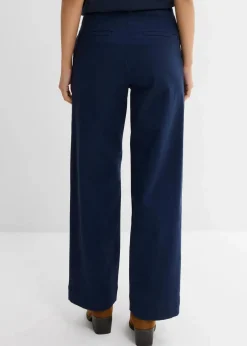 bonprix Bekleidung·Kleider|Zweiteiler & Sets|Weite 7/8 Hose aus elastischem Bio-Baumwoll-Mix dunkelblau