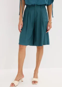 bonprix Bekleidung·Outdoorbekleidung|Bekleidung·Kleider|Weite Bundfalten Bermuda pfeffergrün