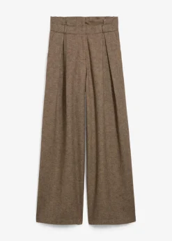bonprix Bekleidung·Kleider|Premium|Weite Bundfaltenhose mit weichem Wollanteil dunkelbraun meliert