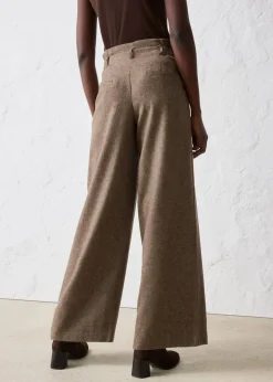 bonprix Bekleidung·Kleider|Premium|Weite Bundfaltenhose mit weichem Wollanteil dunkelbraun meliert