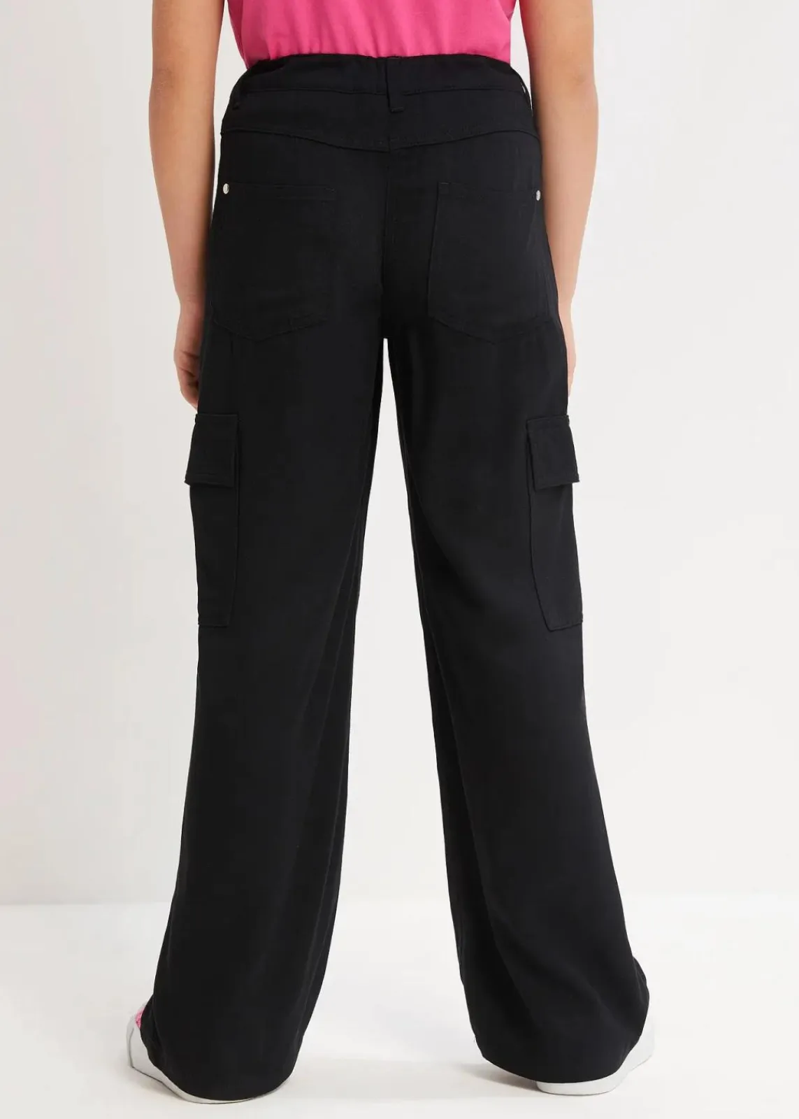 bonprix Mädchen 9-16 Jahre·Hosen & Leggings|Weite Cargohose aus fließender Viskose schwarz