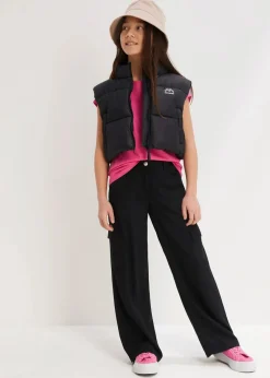 bonprix Mädchen 9-16 Jahre·Hosen & Leggings|Weite Cargohose aus fließender Viskose schwarz