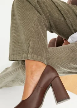 bonprix Hosen|Bekleidung·Kleider|Weite Cordhose raucholiv