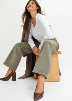 bonprix Hosen|Bekleidung·Kleider|Weite Cordhose raucholiv