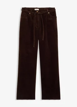 bonprix Bekleidung·Kleider|Hosen|Weite Cordhose mit Bindegürtel dunkelbraun