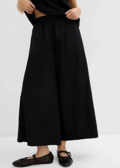 bonprix Hosen|Zweiteiler & Sets|Weite Culotte aus reiner Baumwolle schwarz