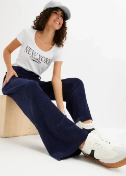 Weite Hose aus Ripp-Samt|bonprix New