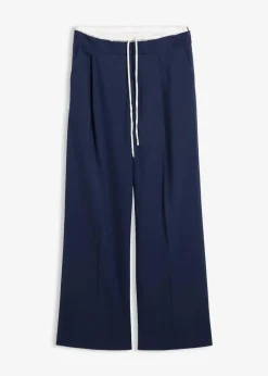 bonprix Hosen|Bekleidung·Kleider|Weite Hose aus Viskose-Mix dunkelblau