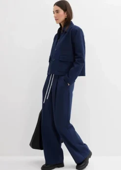 bonprix Hosen|Bekleidung·Kleider|Weite Hose aus Viskose-Mix dunkelblau