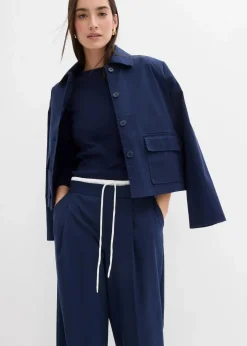 bonprix Hosen|Bekleidung·Kleider|Weite Hose aus Viskose-Mix dunkelblau