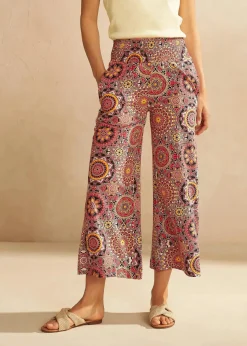 Weite Jersey-Culotte mit breitem Smockbund, 7/8-Länge|bonprix